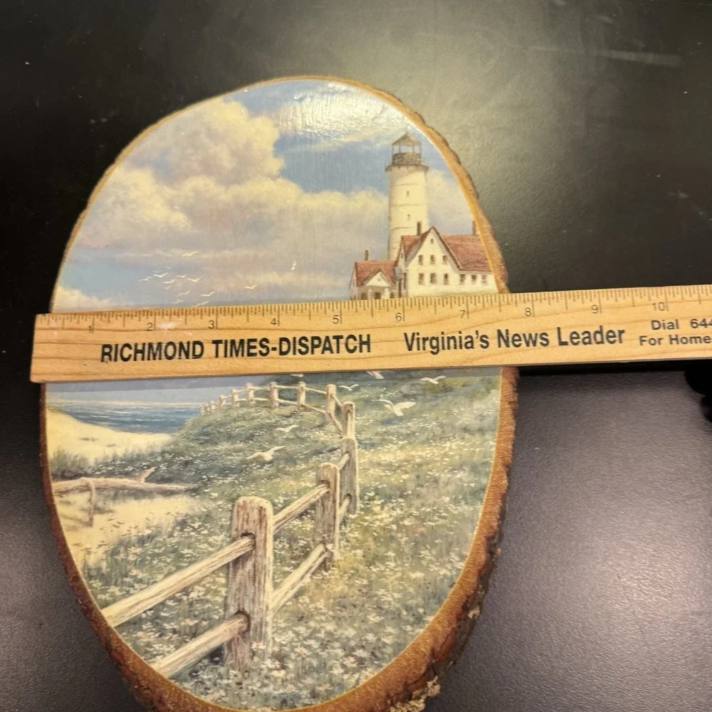Vintage Decoupage Wood Slice Coastal‎ Lighthouse 11